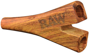 RAW Double Barrel Wooden Cig Holder, compact 2.2" design, side view on white background