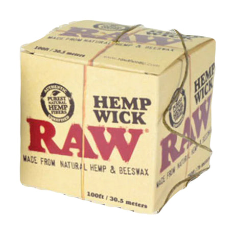 RAW Hempwick Ball 100ft - Natural Hemp & Beeswax, Ideal for Dry Herbs, Front View