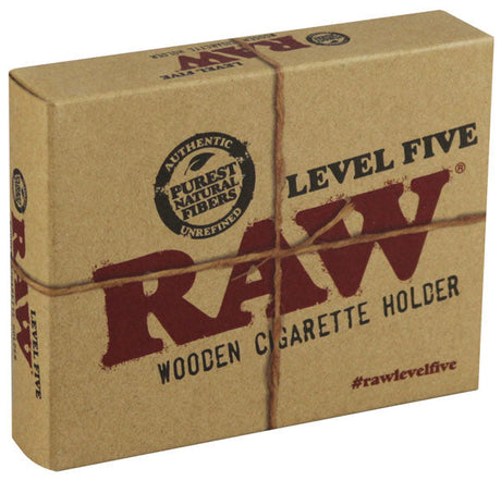 RAW Level 5 Wooden Cigarette Holder packaging front view, 4" length, made in China