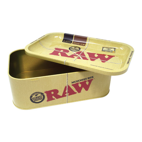 RAW Munchies Metal Storage Box in Black, 10.75"x6.75" Open View with Lid Off