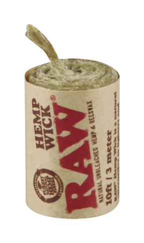 RAW Natural Hemp Wick 10ft Roll - 40 Pack, unbleached hemp material, front view on white