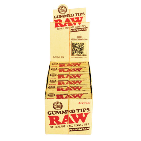 RAW Natural Unrefined Gummied Tips 24 Pack Front View on White Background
