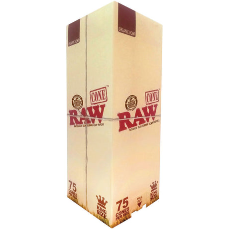 RAW Organic Hemp Pre-Rolled Cones 75pc Box, King Size, front view on white background