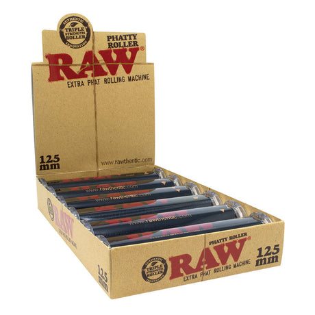 RAW Phatty Roller 125mm display box with multiple rolling machines in front view