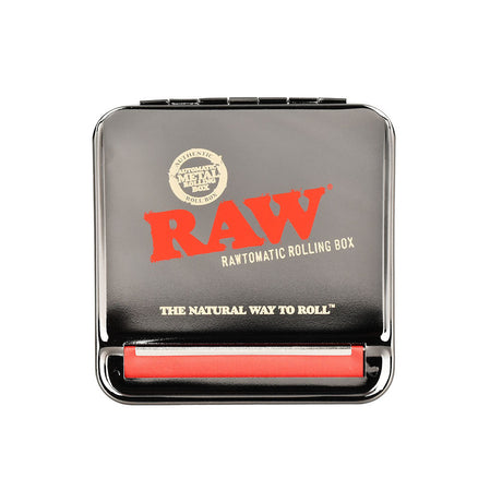RAW Rawtomatic Metal Roll Box, 79mm, Front View with Red Roller