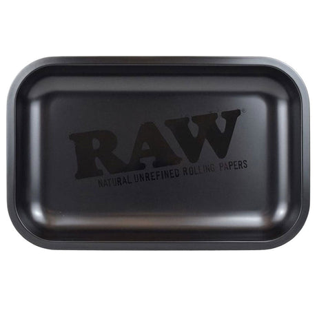 RAW Murder'd Rolling Tray in Black Metal - Top View, Sleek Design for Rollers