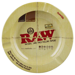 RAW Round Metal Ashtray, 5.5" Diameter, Top View, For Dry Herbs, Durable Design