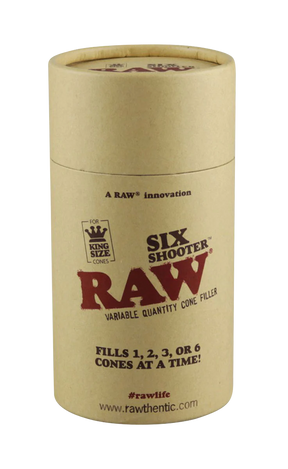 RAW Six Shooter Cone Filler for King Size Cones, Front View on White Background