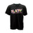 RAW Unisex T-Shirt in Black with Colorful Logo and Stash Pocket, Front View