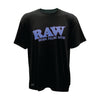 Unisex RAW T-Shirt in Black with Purple Logo and Hidden Stash Pocket, Front View