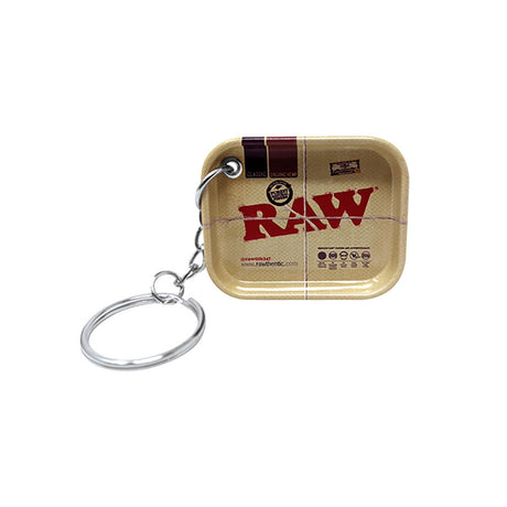 RAW Tiny Metal Rolling Tray Keychain, Front View, Portable 1.8" x 1.5" Size