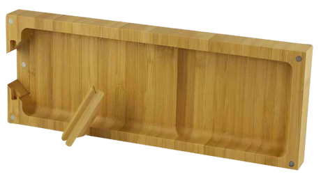 RAW Triple Flip Rolling Tray in Wood, 10"x10.5" Size, Multi-Panel Design - Top View