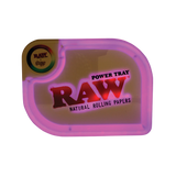 RAW x ILMyo Power Rolling Tray with built-in Wireless Cell Charger, top view on a white background