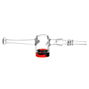 Borosilicate glass reclaimer dab straw with titanium tip, 10mm female joint - side view