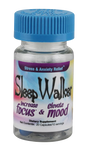 Red Dawn Sleep Walker Capsules bottle, blue cap, stress relief, front view on white