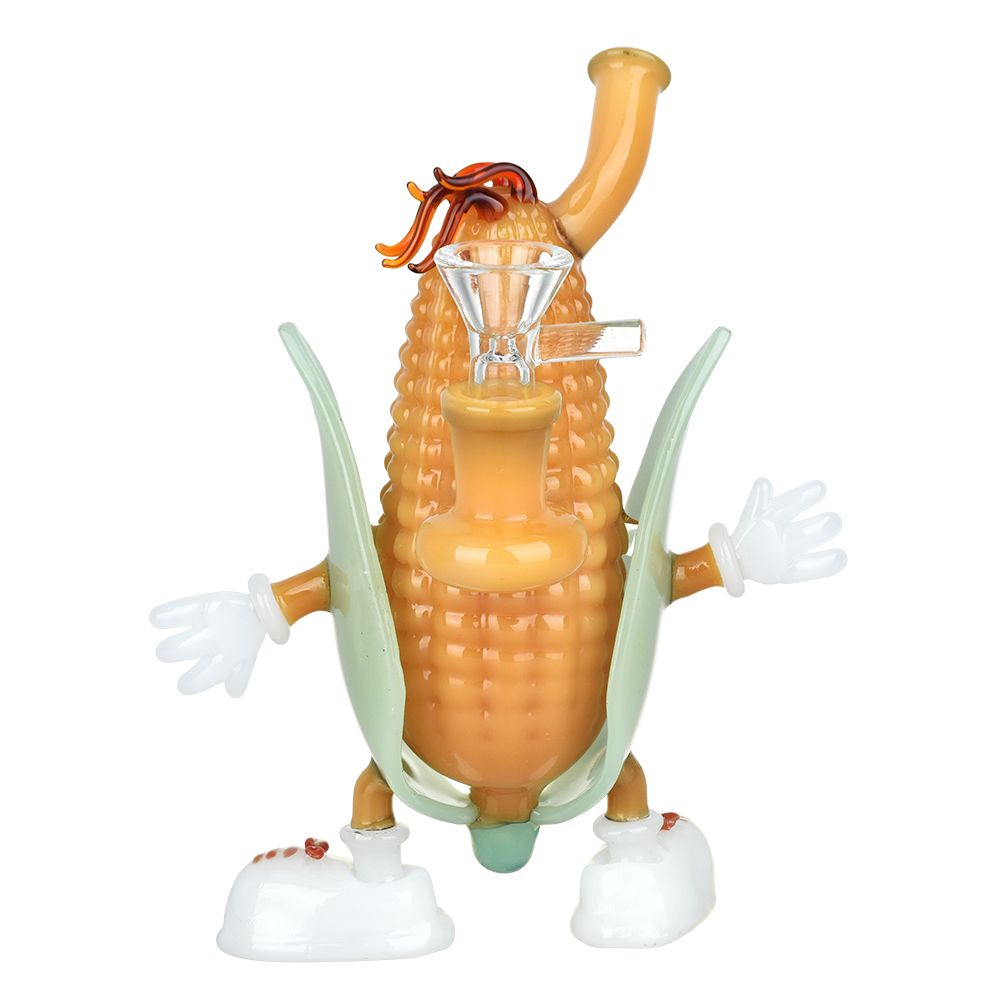 Red Headed Corn Child Glass Water Pipe | 7" | 14mm F