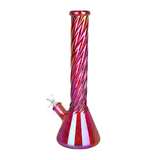 Red Spiral Neck Glass Beaker Water Pipe | 14mm F