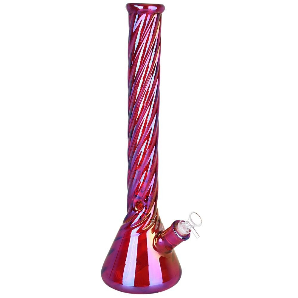 Red Spiral Neck Glass Beaker Water Pipe | 14mm F