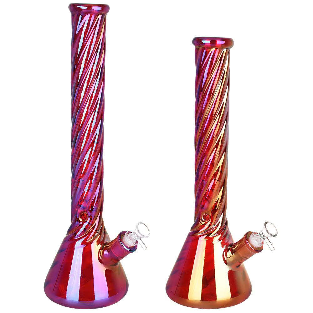 Red Spiral Neck Glass Beaker Water Pipe | 14mm F