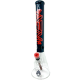 18" AFM Neon Lights Sleeve Glass Beaker Bong in Lip Stick Red with clear base and bowl, front view