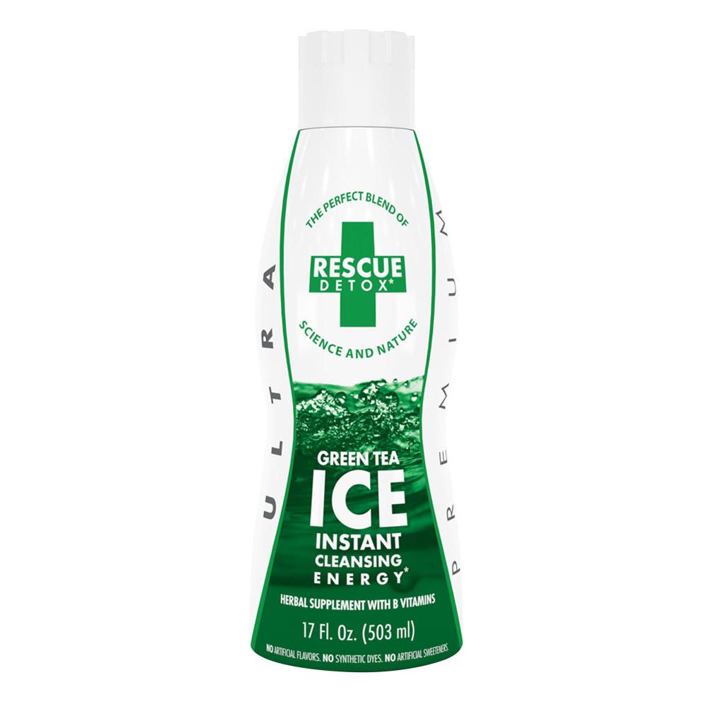 Rescue Detox ICE 17oz in Green Tea Flavor, Portable Health Cleanse Bottle Front View