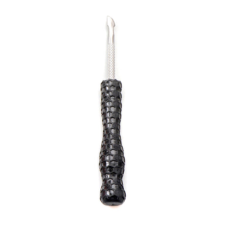 The Stash Shack Resin Honeycomb Handle Dab Tool in Black - Front View