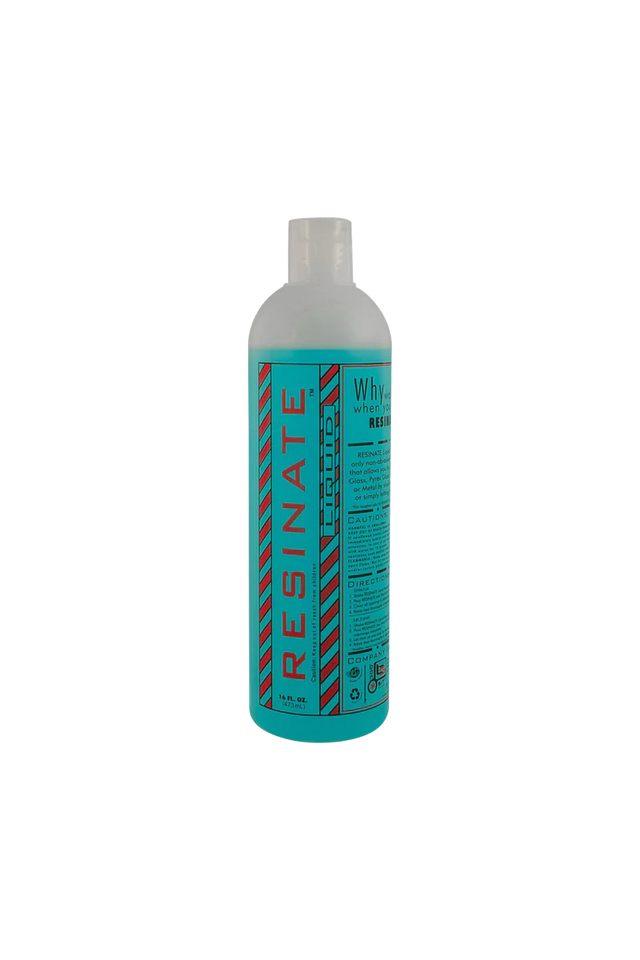 Resinate Liquid Cleaning Solution 16oz, blue color, front view on seamless white background