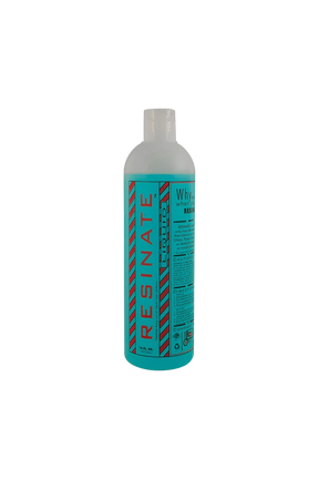 Resinate Liquid Cleaning Solution 16oz, blue color, front view on seamless white background