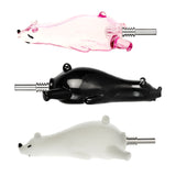 Assorted colors Resting Polar Bear Dab Straws with titanium tips, portable design, 6.25" size