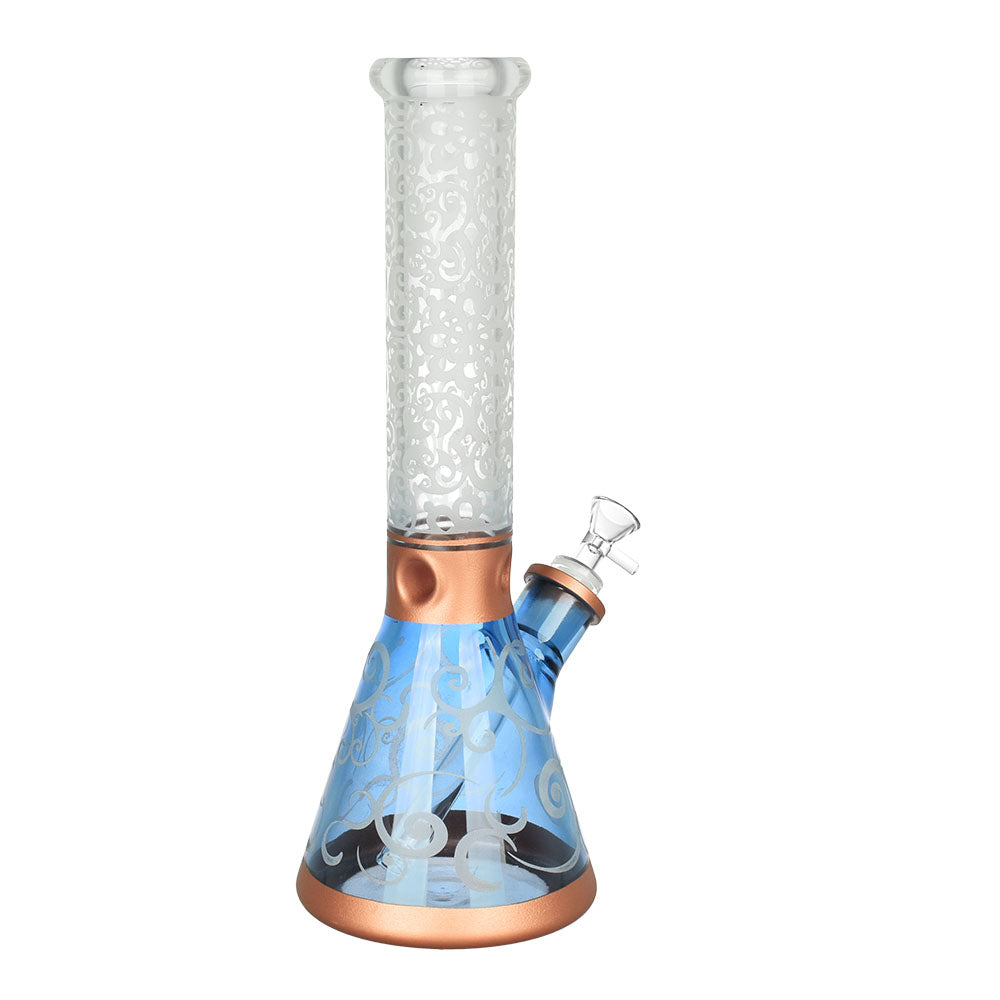 Retro Filigree Beaker Water Pipe, 13.5", 14mm Female Joint, Borosilicate Glass, Front View