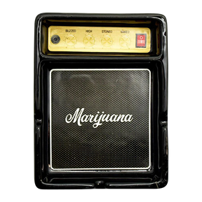 Retro Guitar Amp Ceramic Ashtray Front View, 4" x 5.25" with Heavy Wall, Ideal for Bongs