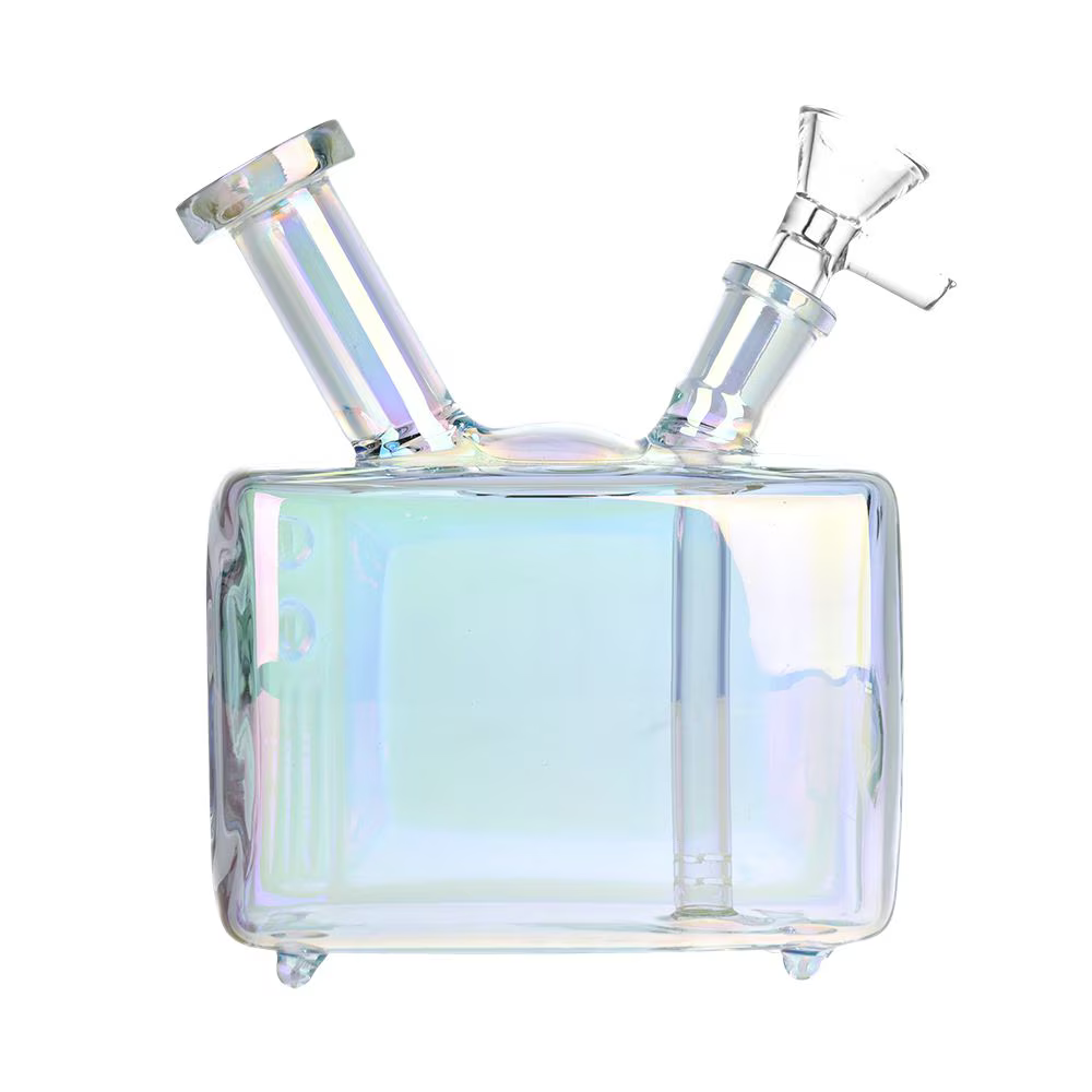 Electroplated Retro TV Glass Water Pipe | 5.75" | 14mm F | Colors Vary