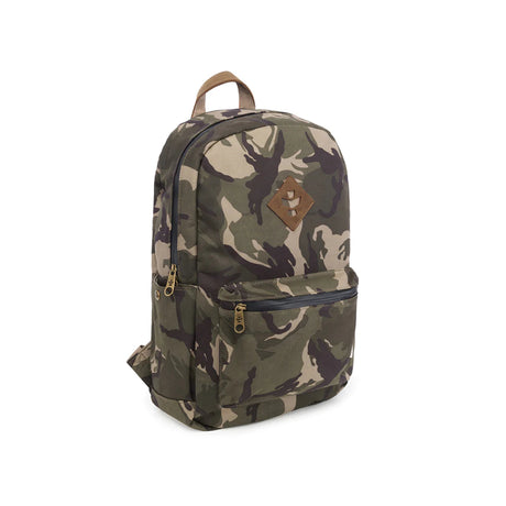 Revelry Explorer Smell Proof Backpack in Camo - Front View - 13"x17" Canvas Material
