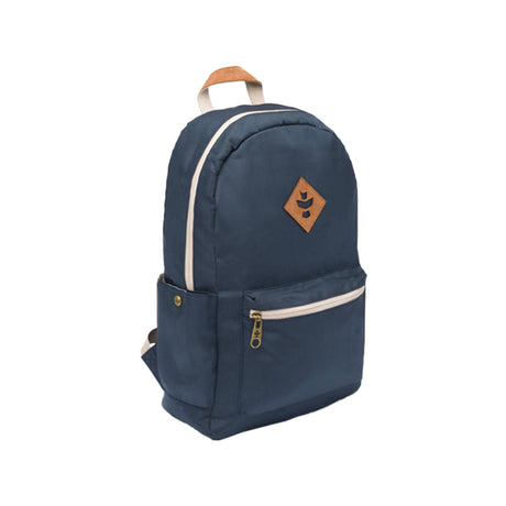 Revelry Explorer Smell Proof Backpack in Navy Blue, 13"x17" with durable canvas material, front view