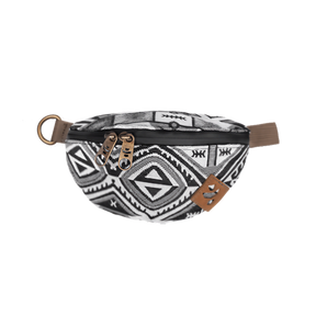 Revelry Supply Amigo in Aztec pattern, silicone heavy wall waist bag for bongs, front view