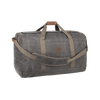 Revelry Supply Continental medium-sized rubber duffel bag in Ash, front view on a white background