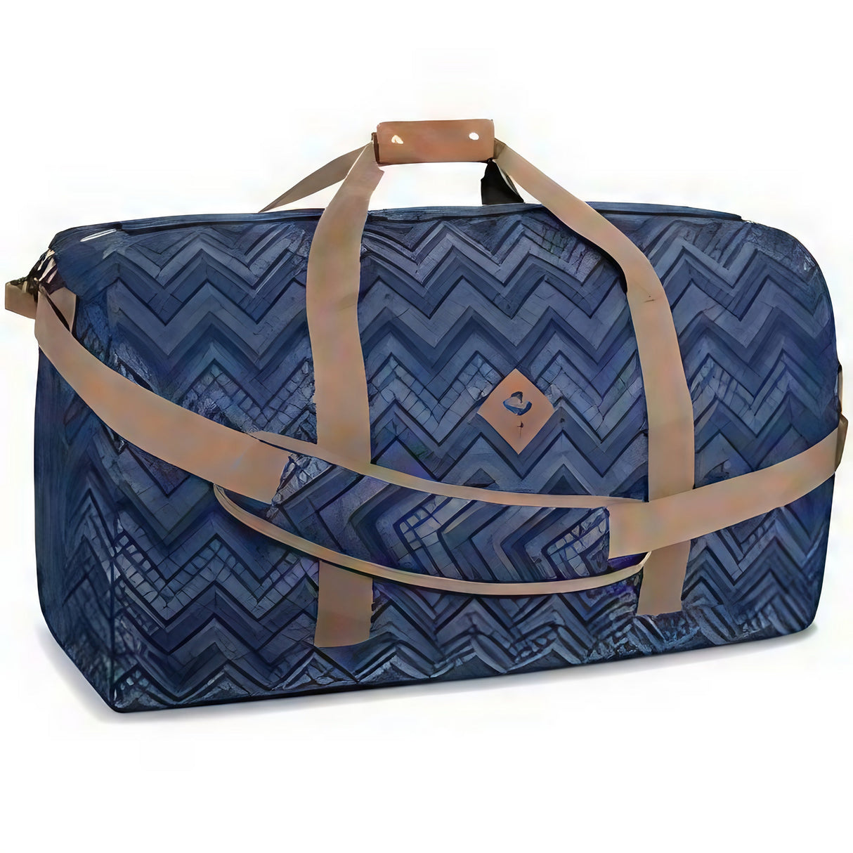 Revelry Supply Continental medium-sized rubber duffel bag in Indigo with durable straps, front view