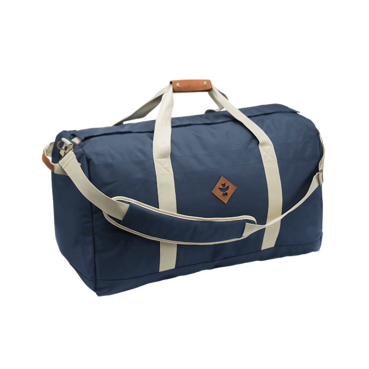 Revelry Supply Continental Navy Duffel Bag with Rubber Material and Medium Size, Front View
