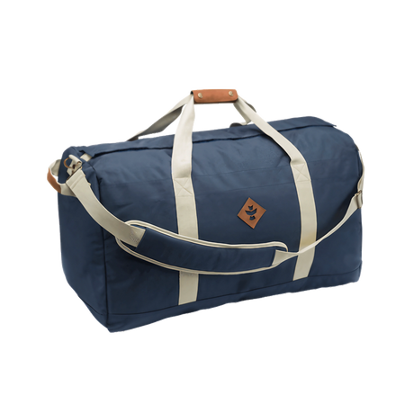 Revelry Supply Continental Navy Duffel Bag with Rubber Material and Medium Size, Front View