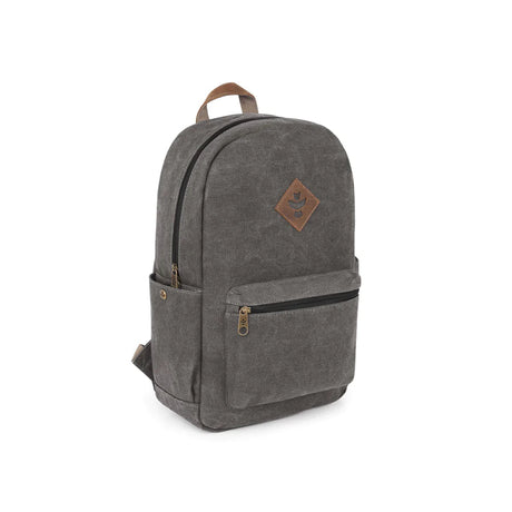 Revelry Supply Escort backpack in Ash, front view, featuring smell-proof rubber and silicone materials