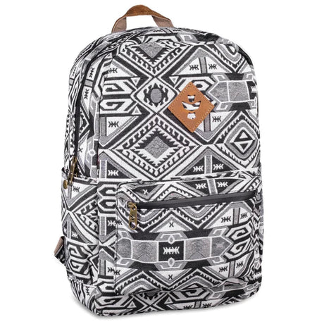 Revelry Supply Escort backpack in Aztec design with rubber and silicone, front view on white background