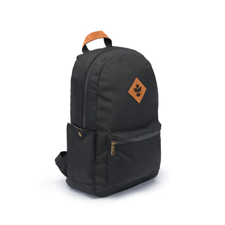 Revelry Supply Escort black backpack front view with rubber and silicone material
