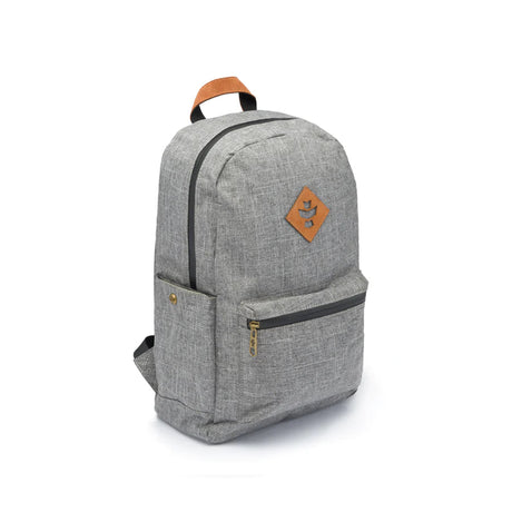 Revelry Supply Escort gray backpack front view, rubber and silicone, smell-proof design