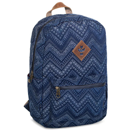 Revelry Supply Escort Backpack in Indigo with rubber and silicone, front view on white background