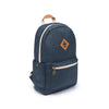 Revelry Supply Escort navy backpack with rubber base and silicone branding, front view on white background