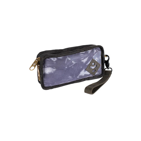 Revelry Supply Gordito Smell Proof Pouch in Tie Dye Blue, padded canvas, front view on white background