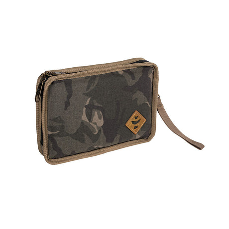 Revelry Supply Gordo Smell Proof Padded Pouch in Camo, 9.5" x 6.25" front view on white background