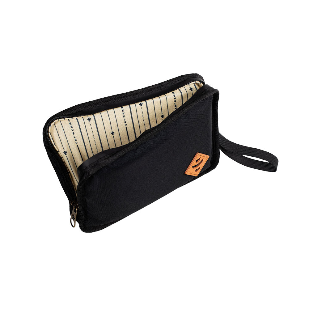 Revelry Supply Gordo Smell Proof Padded Pouch open front view showing interior pattern