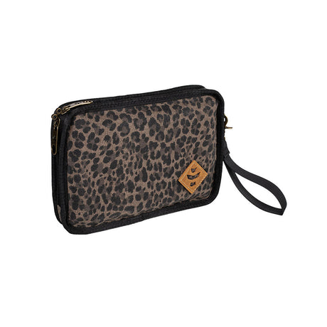 Revelry Supply Gordo Smell Proof Padded Pouch in Leopard Print, Front View on White Background