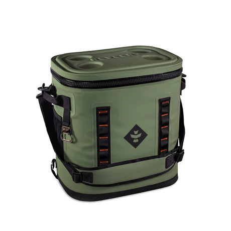 Revelry Supply - The Nomad Soft Cooler Backpack in olive green, front view on white background